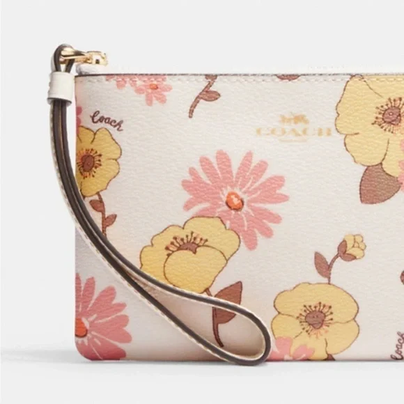 Coach Floral Cluster Corner Zip Wrislet Wallet Clutch BRAND NEW - Picture 2 of 8